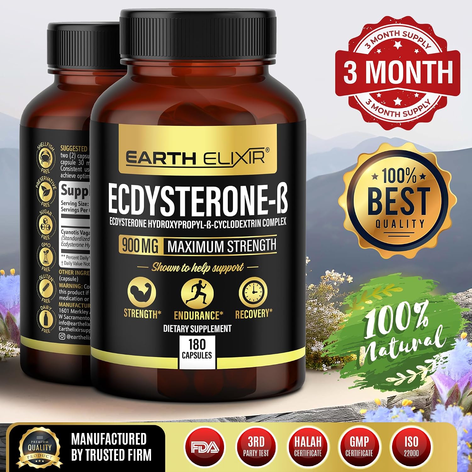 Earth Elixir Ecdysterone 900mg – 180 Capsules – Muscle Building Supplement with 95% Beta Ecdysterone - görsel 3