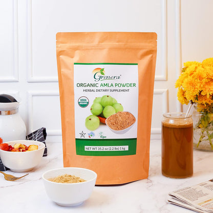 Grenera Organic Amla Powder | Organic Indian Gooseberry | Non-GMO, Vegan, Kosher & Gluten-free | 1 kg