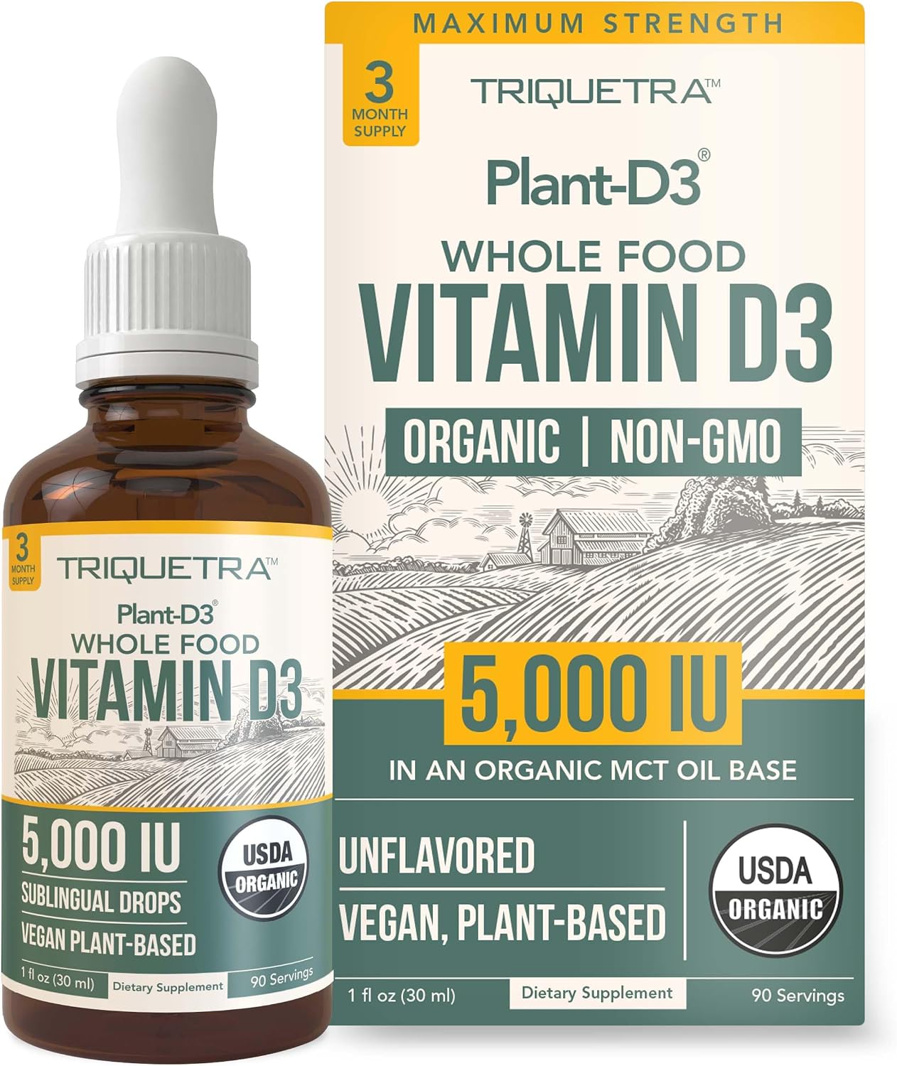 Plant-D3 Organic Vitamin D3 5000 IU - Vegan Sublingual Liquid Drops (30 ml) - görsel 1