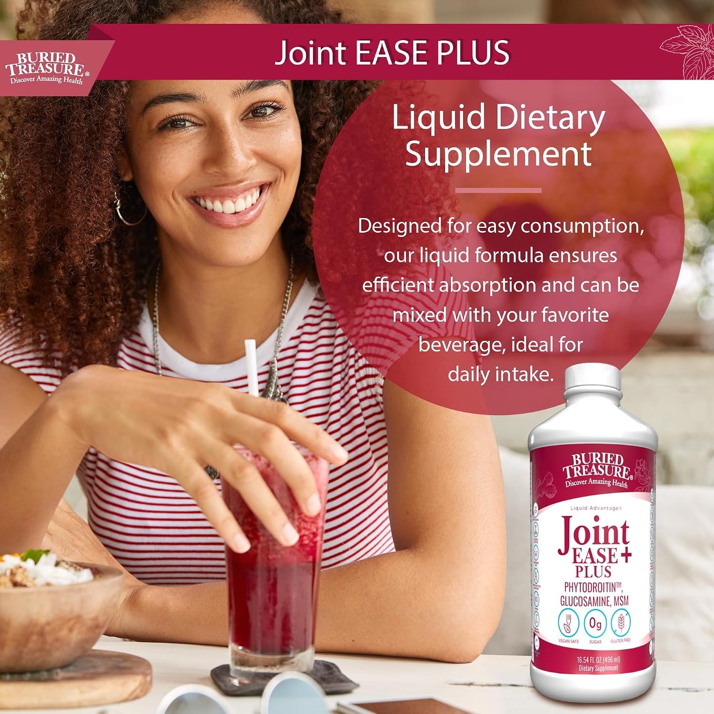 Buried Treasure Joint Ease Plus - 473 ml, Glucosamine Chondroitin with MSM and Turmeric, Joint Support Supplement - görsel 7