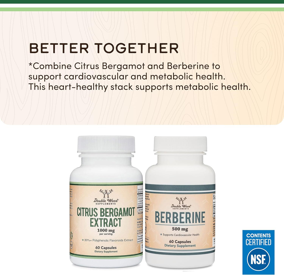 Double Wood Citrus Bergamot Supplement – NSF Certified – 1000mg, 60 Capsules - görsel 6