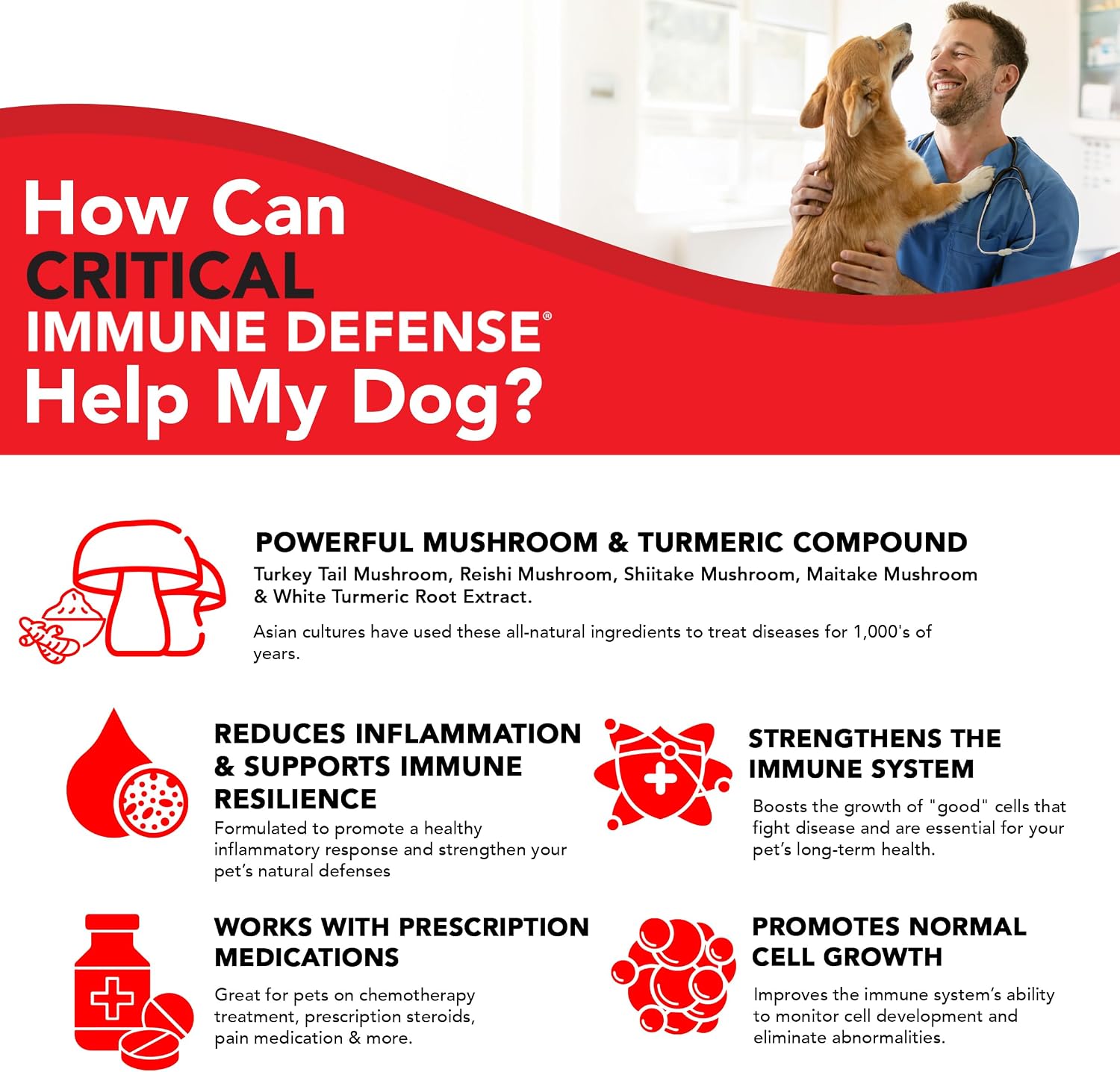 Critical Immune Defence for Dogs & Cats - Mushroom Supplement with Turkey Tail, Reishi, Shiitake, Maitake and White Turmeric - görsel 7