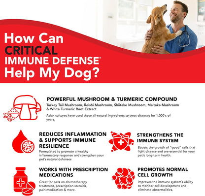 Critical Immune Defence for Dogs & Cats - Mushroom Supplement with Turkey Tail, Reishi, Shiitake, Maitake and White Turmeric