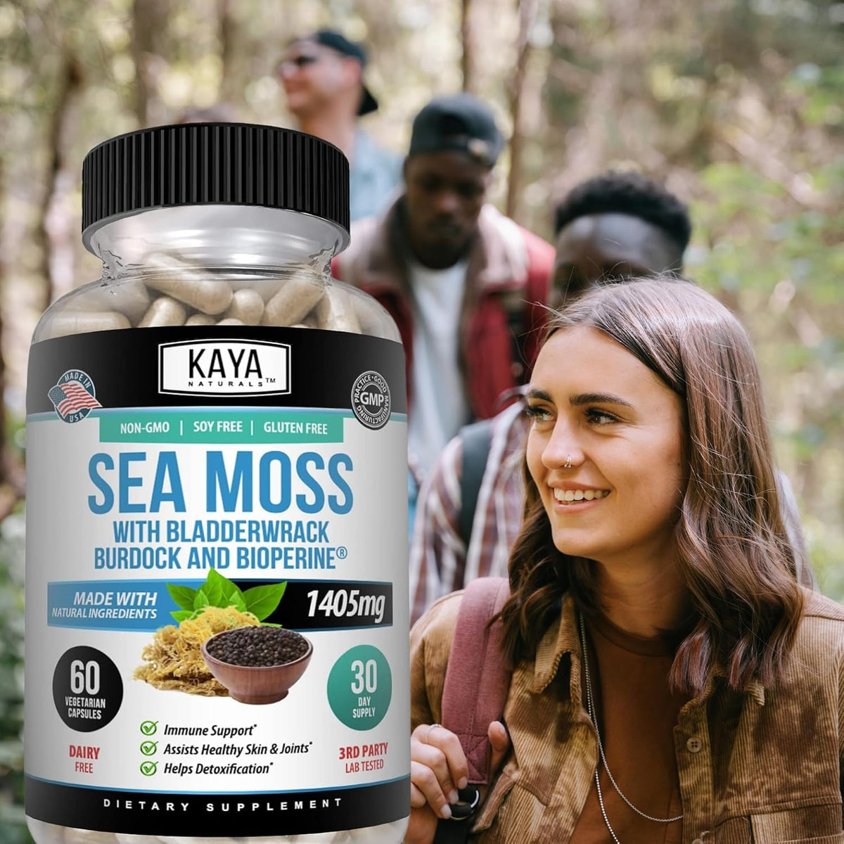 Kaya Naturals Sea Moss - Mobility Supplement with Burdock Root, Bladderwrack & BioPerine, 60 Capsules - görsel 8