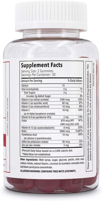 Elon Biotin Gummies for Hair Growth – 5000mcg, Cherry Flavoured, 60 Gummies