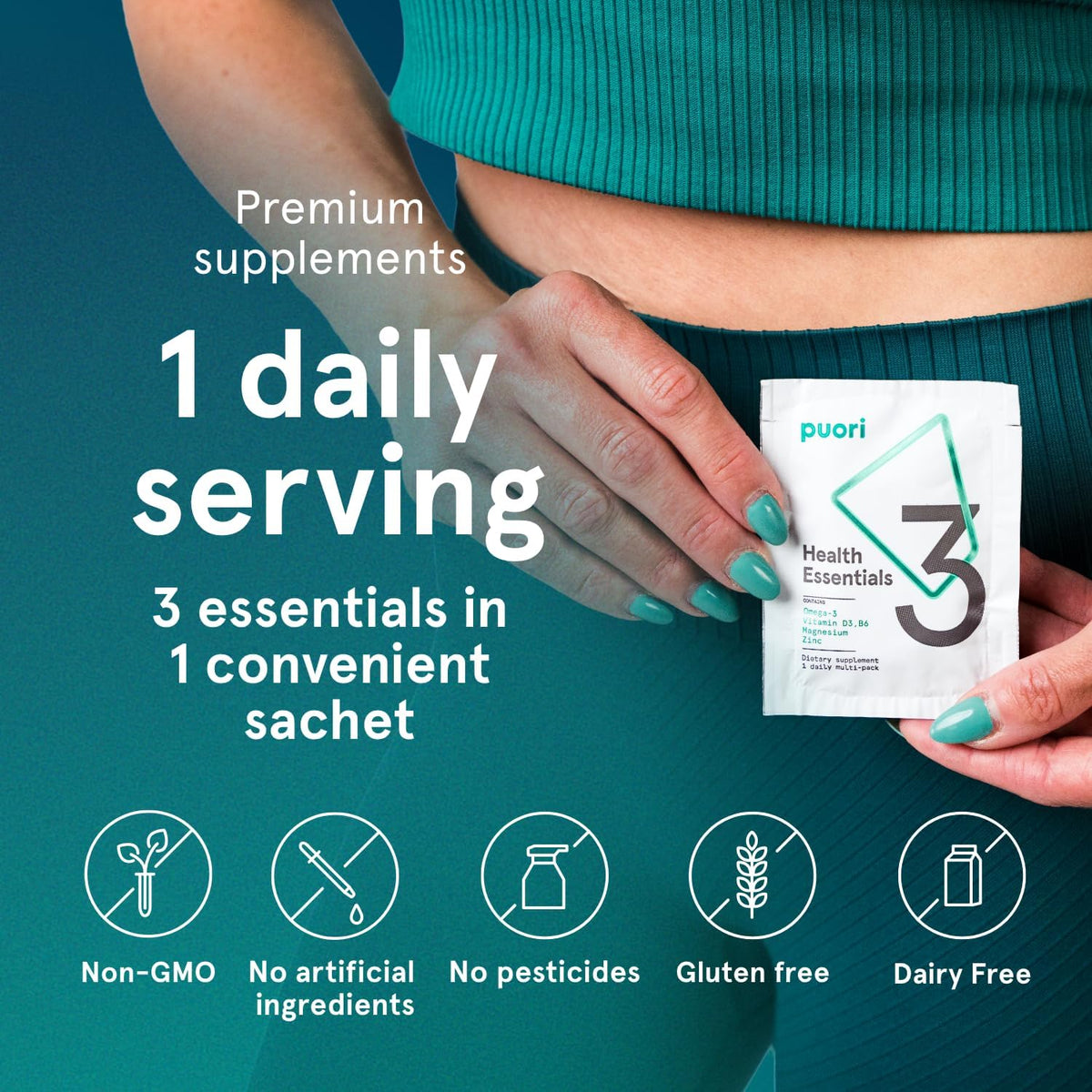 Puori P3 Health Essentials with Magnesium Zinc Complex, Omega 3 Fish Oil & Vitamin D3 Supplements - 30 Sachets - görsel 6