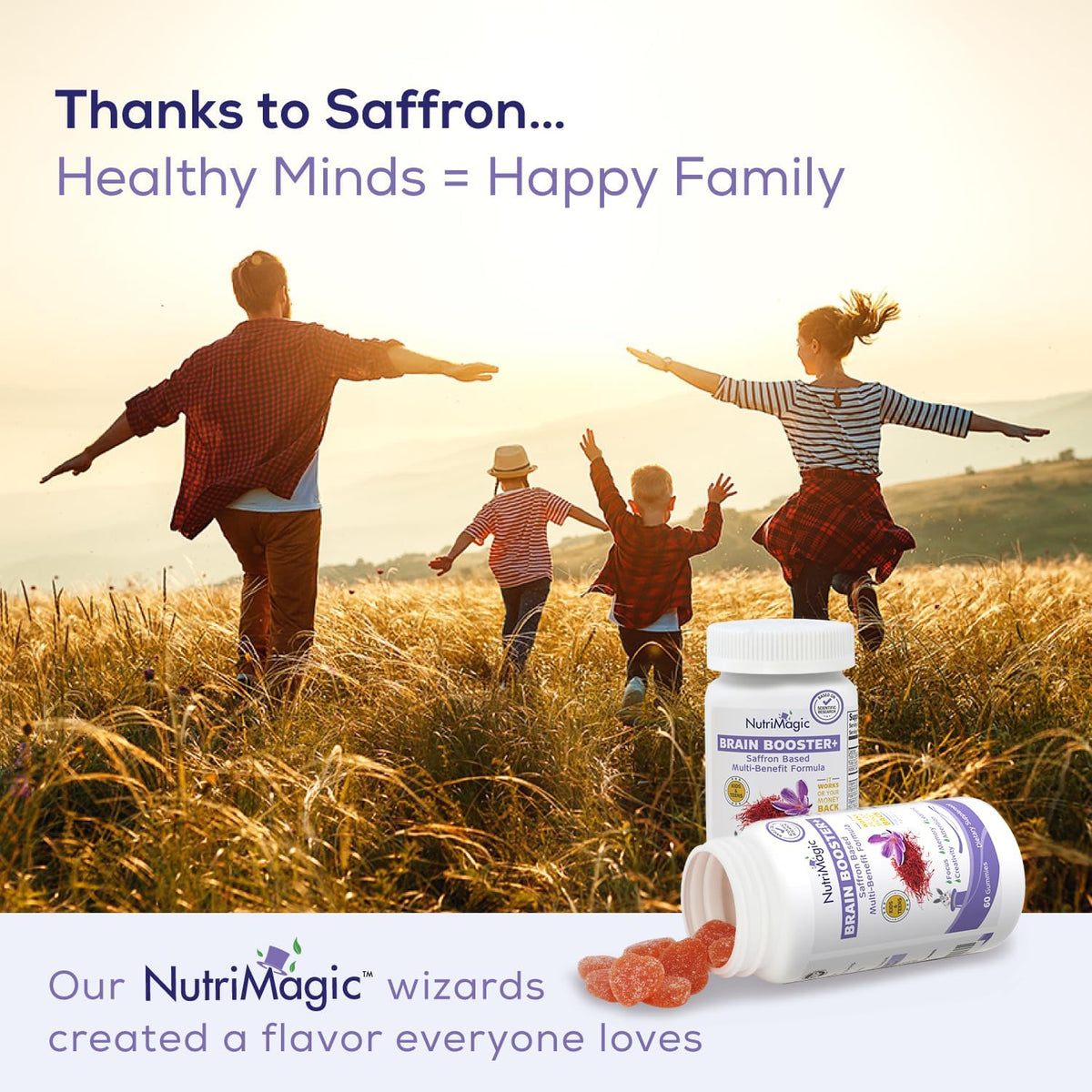 NutriMagic Kids Brain Booster+ Saffron Extract Gummies with Multivitamin D3, B6, B12, Zinc – With Saffron for Daily Nutrient Support – Non-GMO, 30 Servings - görsel 8