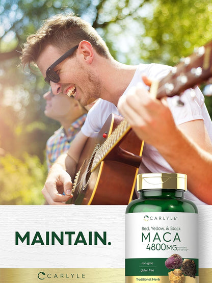 Carlyle Maca Root Capsules - 180 Capsules, High Potency Extract, Non-GMO & Gluten-free Supplement