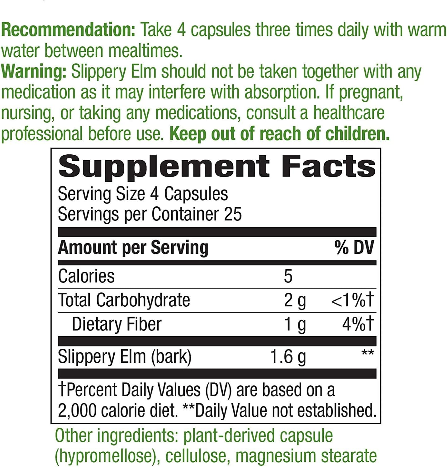 Nature's Way Slippery Elm Bark, 100 Veg Capsules (3-Pack) - görsel 3