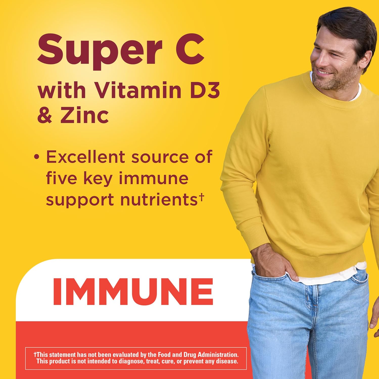 Nature Made Super C Tablets with Vitamin D3 and Zinc, 1000mg Vitamin C for Immune Support, 60 Tablets - görsel 3