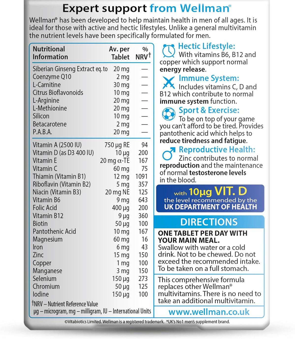 Vitabiotics Wellman 30 Tablets - görsel 2