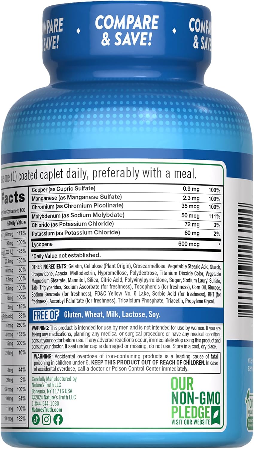 Nature's Truth Multivitamin for Men with Iron, Vitamins A, C, D & E - 100 Tablets - görsel 7