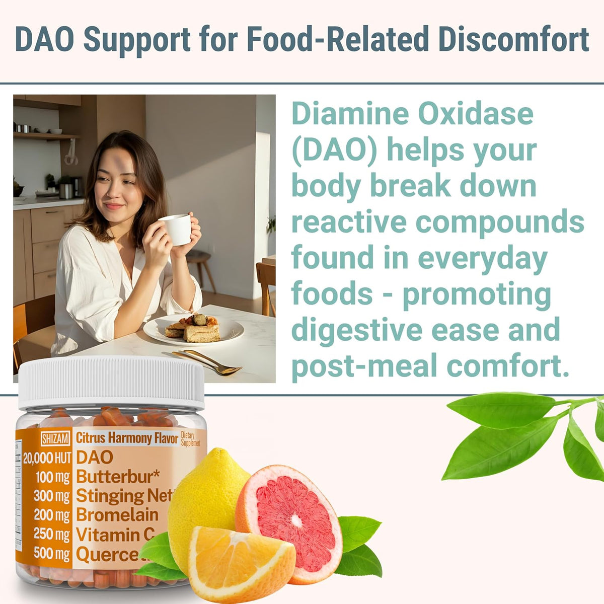 SHIZAM DAO Bromelain Enzyme Gummies – with Quercetin, Butterbur & Stinging Nettle Root Extract - görsel 5