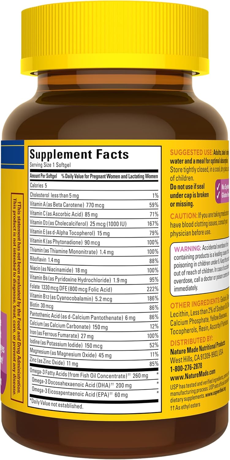 Nature Made Prenatal Vitamins with Folic Acid + DHA, 60 Softgels - görsel 9