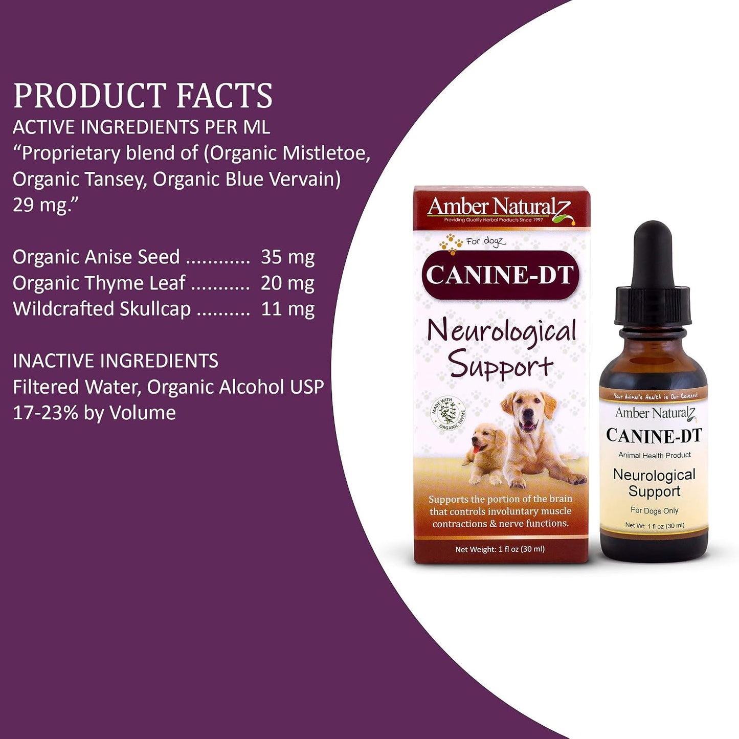 Amber NaturalZ Canine-DT Herbal Supplement for Dogs - 1 oz (30 ml) - görsel 3