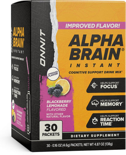 ONNIT Alpha Brain Instant Nootropic Drink Mix, BlackBerry Lemonade, 30 Sachets