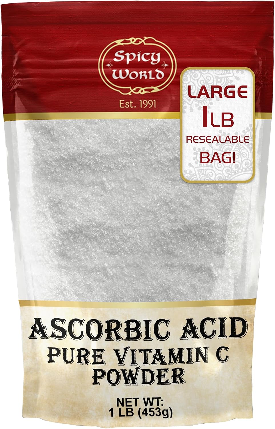 Spicy World Ascorbic Acid 453 g Bulk Bag - Pure Vitamin C Powder - görsel 1