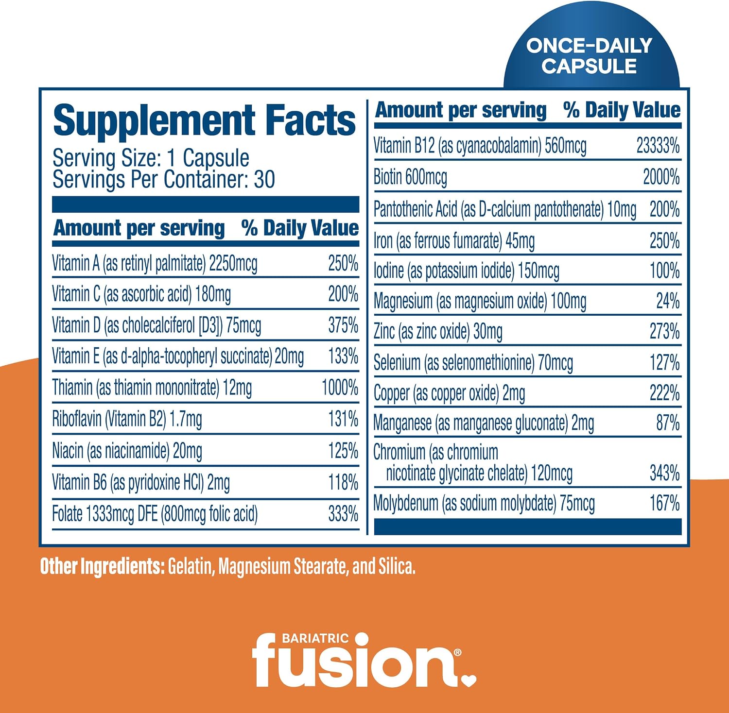 Bariatric Fusion Multivitamin with Iron – Once Daily Capsule (30 Capsules, 1 Month Supply) - görsel 4