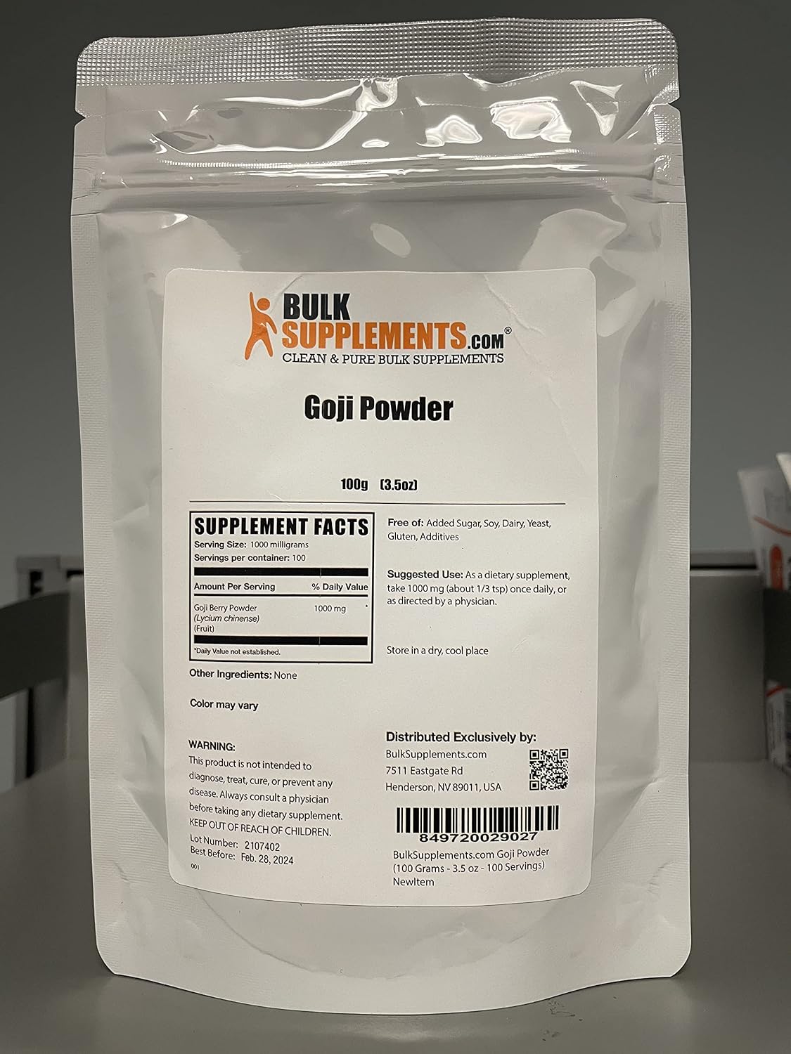 BulkSupplements.com Goji Berry Powder – Wolfberry Powder, Vegan & Gluten-free, 100g (3.5 oz) - görsel 2