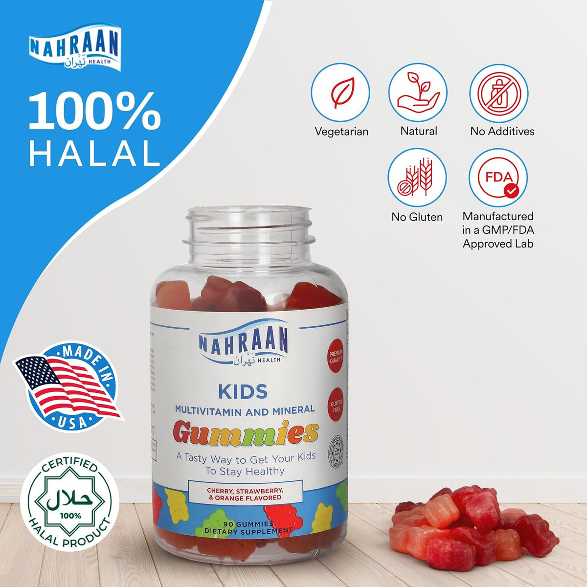 Kids Multivitamin Gummies – Halal, Gluten-Free Vitamins for Toddlers & Children with Vitamin A, C, D, E, B6, B12 & Minerals for Immune Support, 90 Gummies - görsel 3