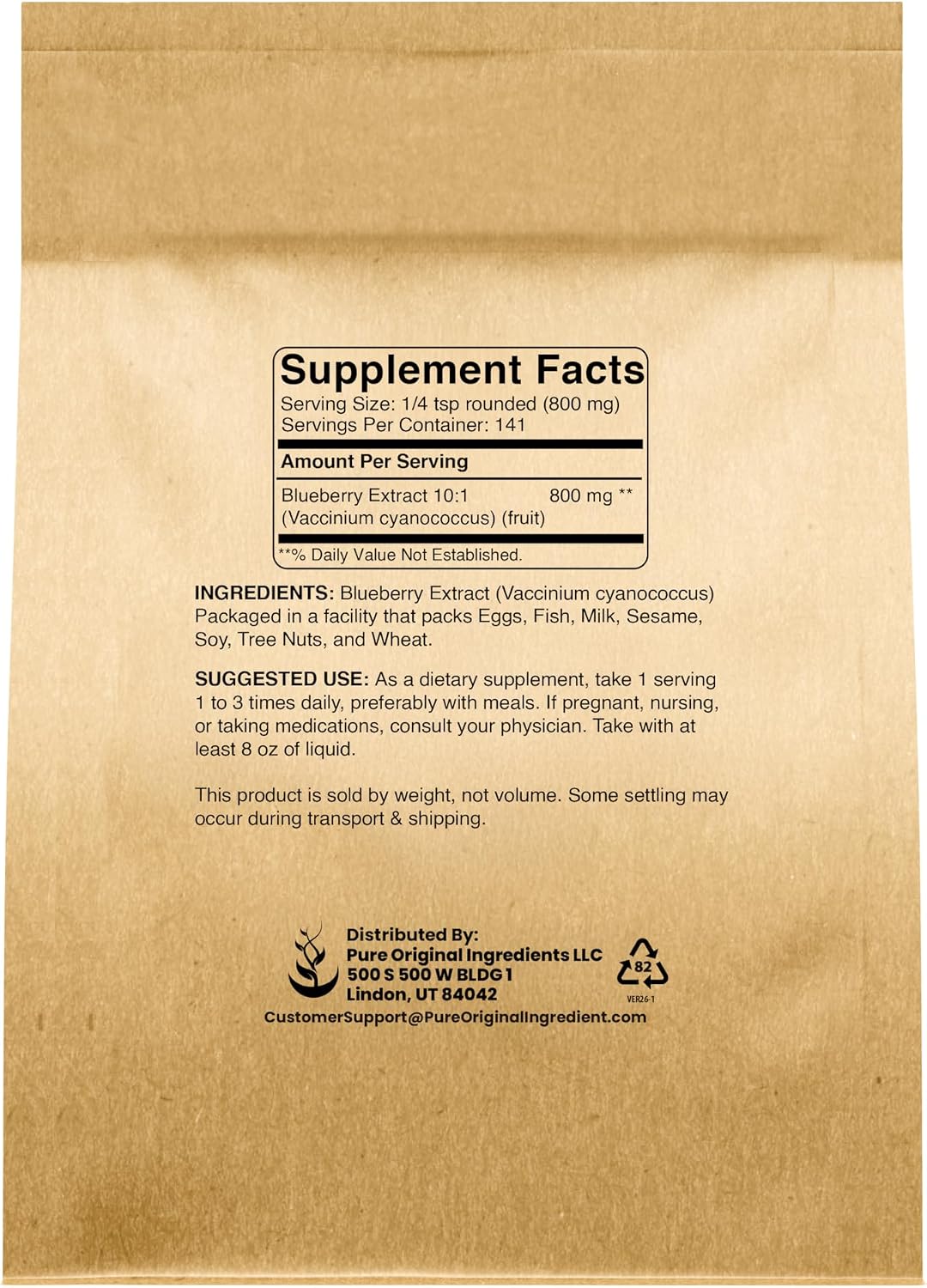 PURE ORIGINAL INGREDIENTS Blueberry Extract Powder (113 g) Non-GMO, Gluten-Free, Herbal Supplement - görsel 2