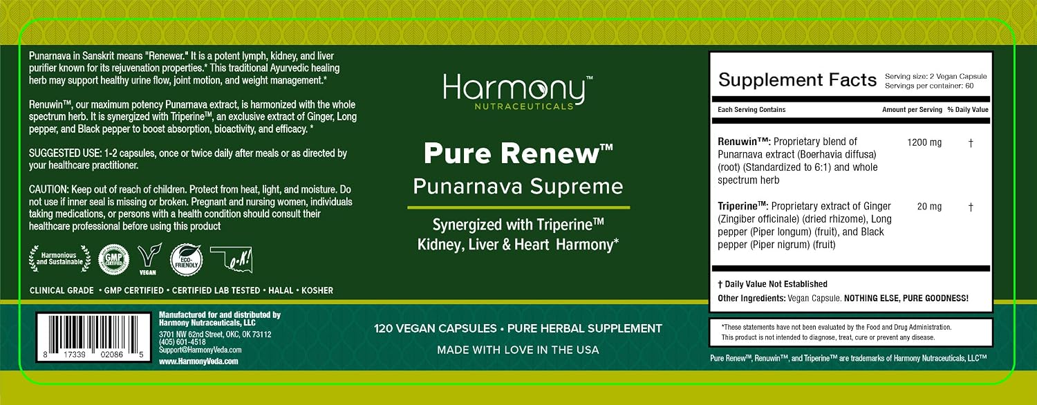 Punarnava Supreme - Heart, Liver and Kidney Harmony - Traditionally Supports Healthy Urine Flow, Joint Movement and Weight Management - görsel 2