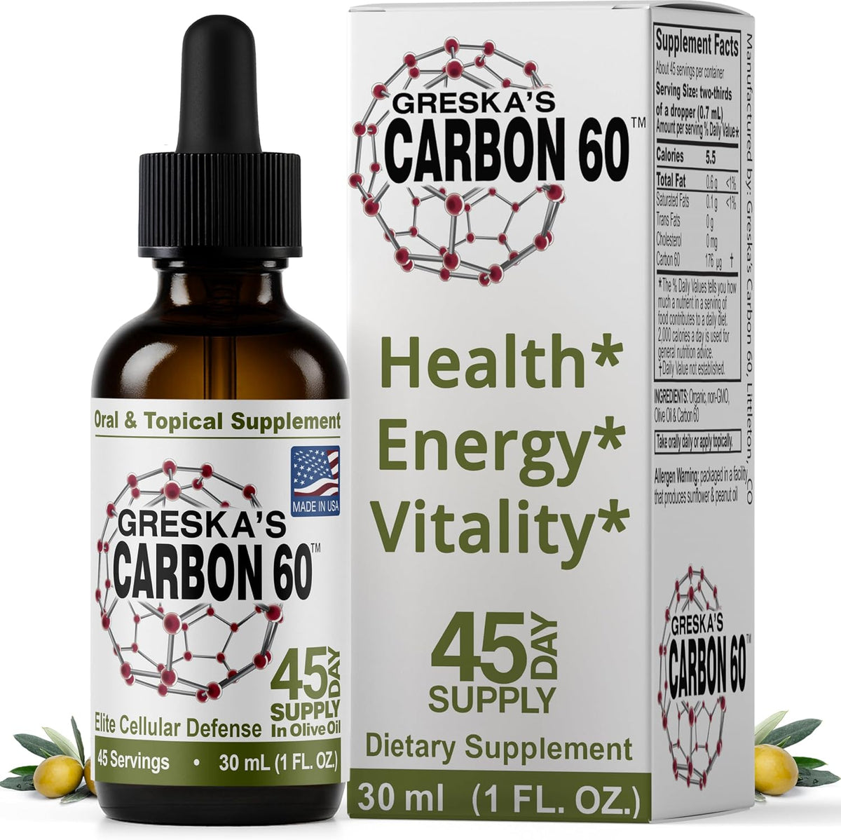 Greska's Carbon 60 in Organic Sunflower Oil - 15 Day Supply - Solvent-Free C60 Antioxidant Formula for Cellular Support, Vitality, Focus and Overall Wellness (10ml) - görsel 8