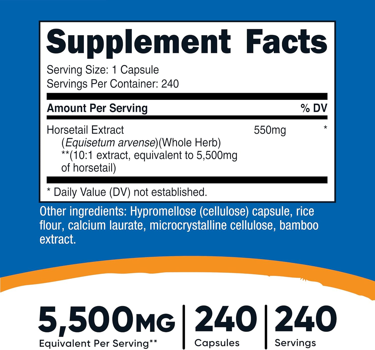 Nutricost Horsetail Extract 240 Capsules - Non-GM, Gluten-free, Vegan - 240 Servings - görsel 2
