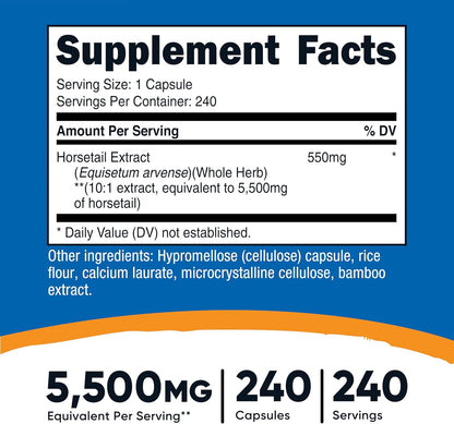 Nutricost Horsetail Extract 240 Capsules - Non-GM, Gluten-free, Vegan - 240 Servings