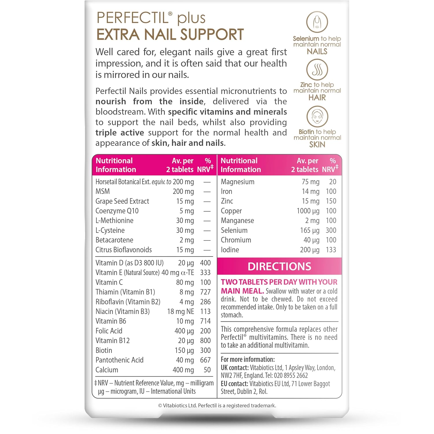 Perfectil Plus Nails Extra Support - 60 Tablets - görsel 3