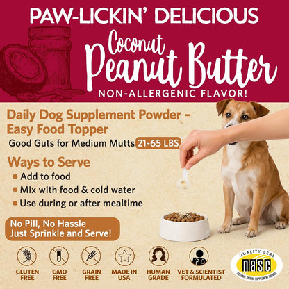 Fidobiotics Good Guts Probiotics for Dogs – Digestive Health Powder, 6 Billion CFU