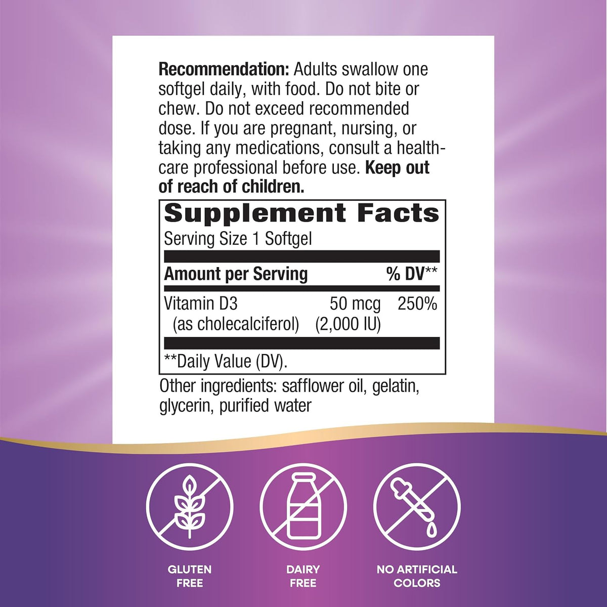 Nature's Way Vitamin D3 2000 IU – 120 Softgels - görsel 5