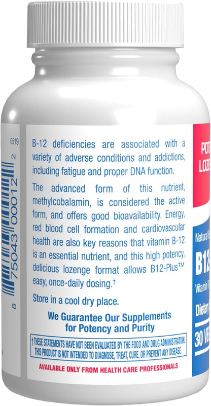 Anabolic Laboratories Vitamin B12 Methylcobalamin 1000 mcg Sublingual Lozenges, Berry Flavour, 30 Count