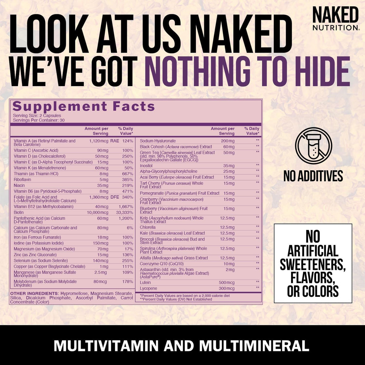 NAKED Nutrition Women's Multi - Daily Multivitamin with Iron & Super Greens, 60 Capsules - görsel 3
