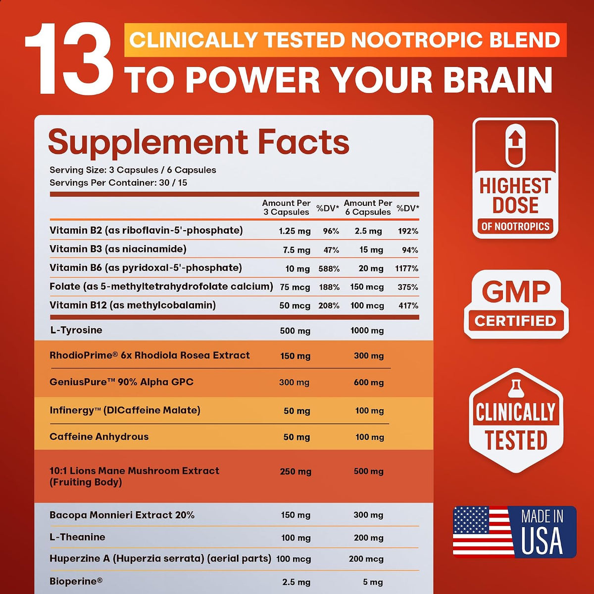 CRTX Nutrition Focus - Nootropic Brain Supplement with AlphaGPC, Lion's Mane, Rhodiola - 90 Capsules - görsel 4