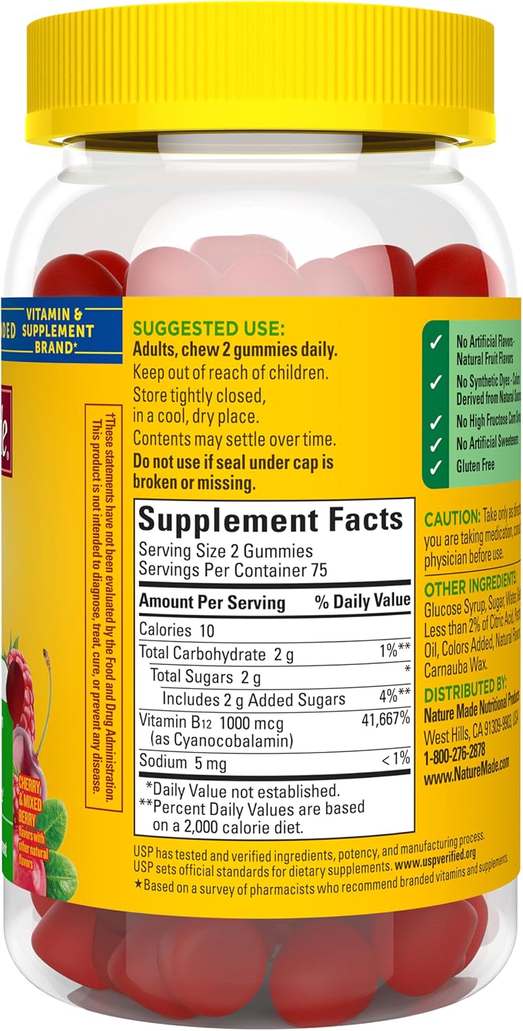 Nature Made Vitamin B12 Gummies – 1000 mcg, 150 Gummies (75-Day Supply) - görsel 9