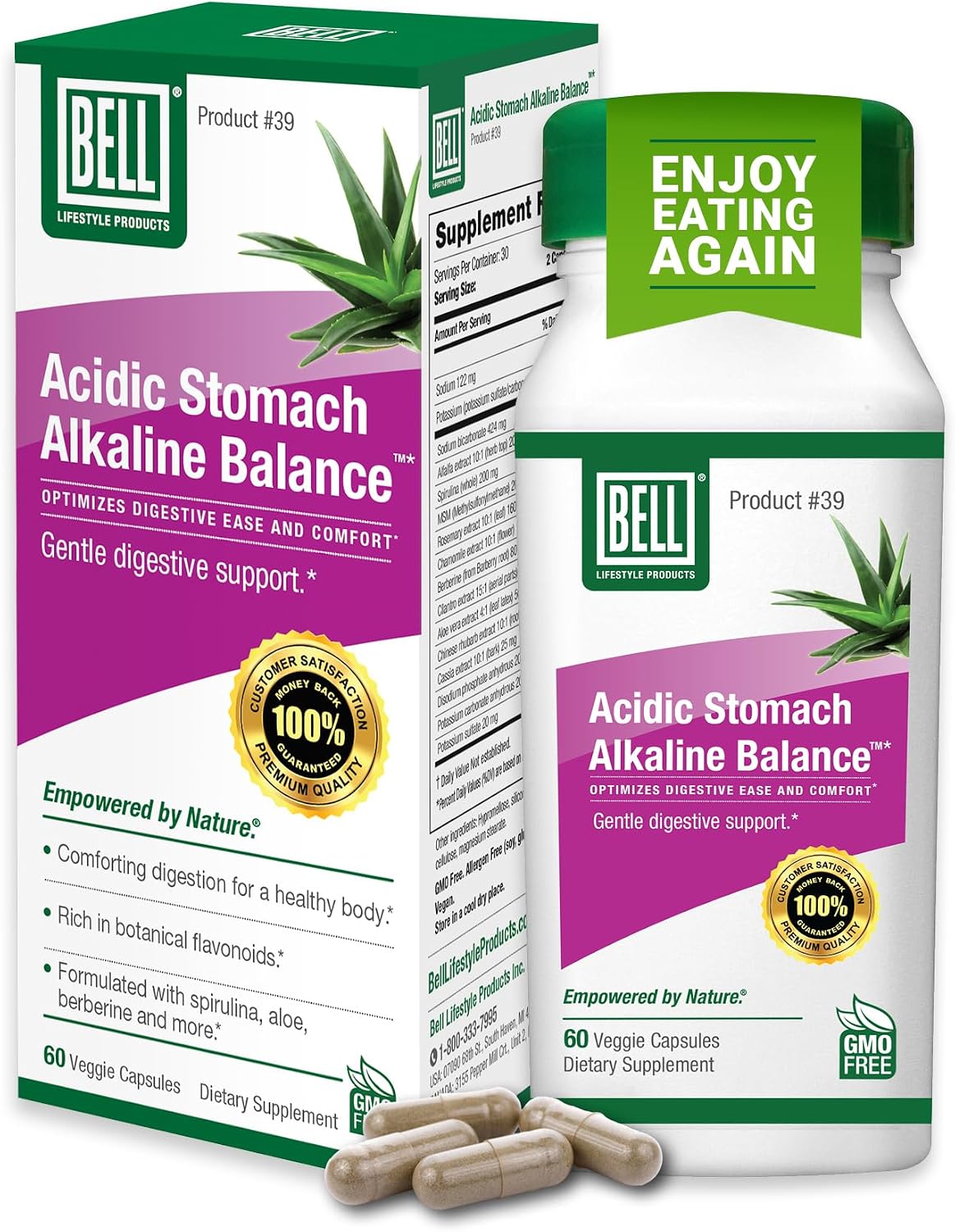 Bell Acidic Stomach Alkaline Balance Lifestyle Products – Helps Maintain Healthy pH Levels – 60 Capsules - görsel 1