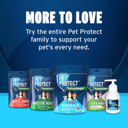 Pet Protect Skin Health Supplement for Dogs – Bacon-Flavoured Soft Chews, 60 Count