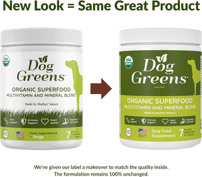 Dog Greens Superfood Supplement for Dogs (12 oz / 340 g) – Organic Human-Grade Ingredients