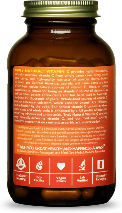 HEALTHFORCE SUPERFOODS Truly Natural Vitamin C - 120 Vegan Capsules (15 Servings)
