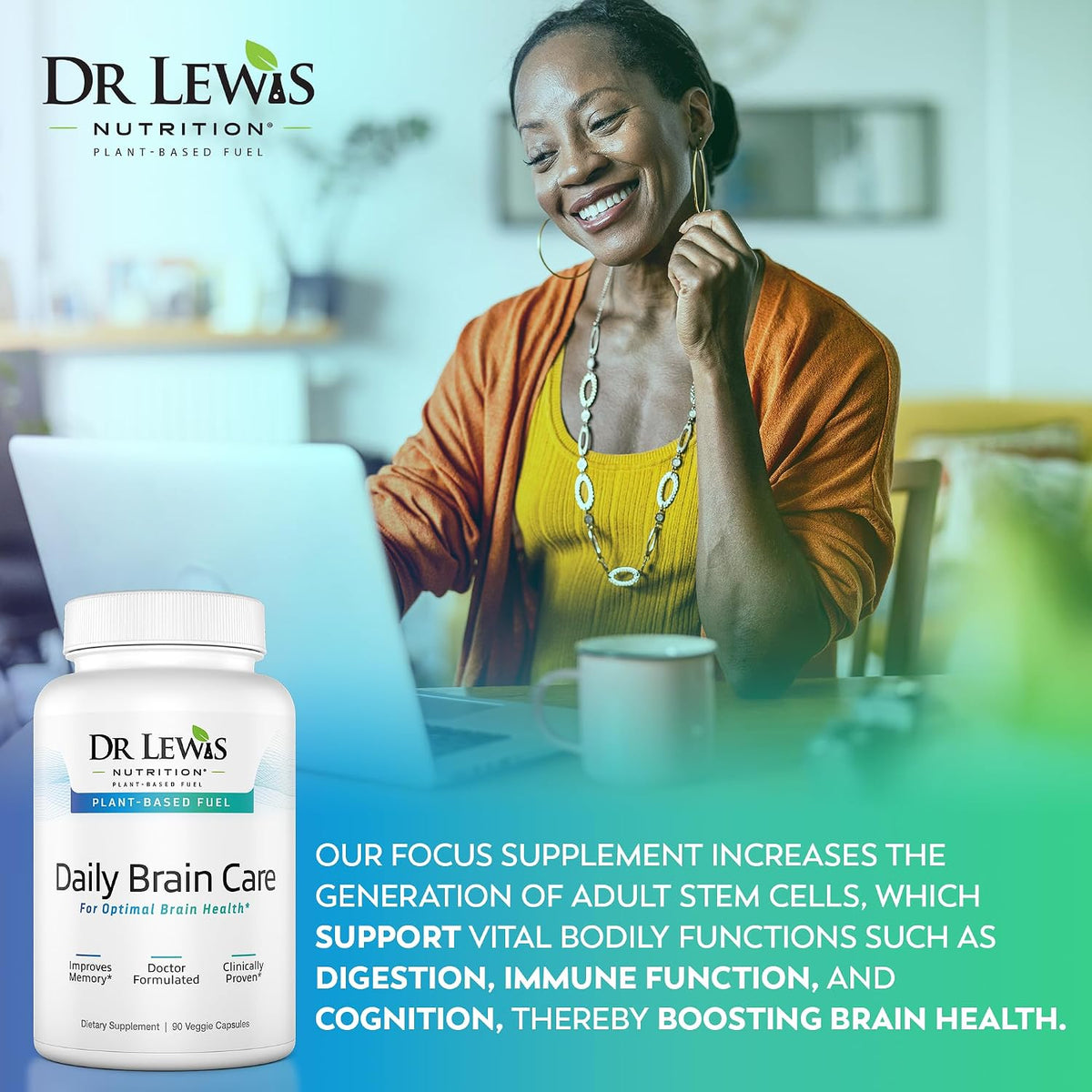 Dr Lewis Daily Brain Care Capsules – Plant-Based Nootropic for Memory, Focus, and Mental Clarity – 90 Capsules - görsel 5