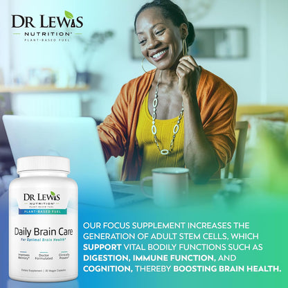 Dr Lewis Daily Brain Care Capsules – Plant-Based Nootropic for Memory, Focus, and Mental Clarity – 90 Capsules