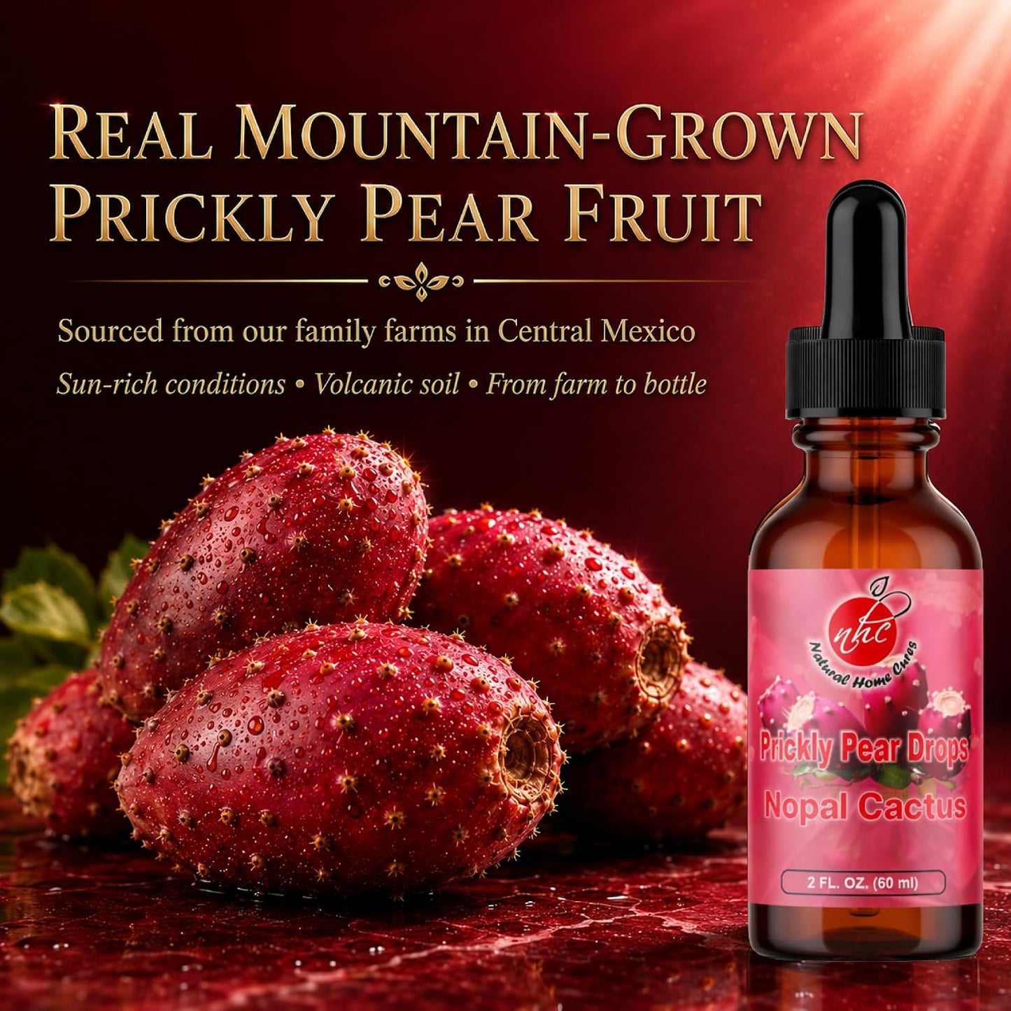 Prickly Pear Drops with Vitamin B12 - Nopal Cactus Fruit Concentrate, Liquid Supplement with Betalains & Plant Nutrients, 3 Bottles (180 Servings) - görsel 8