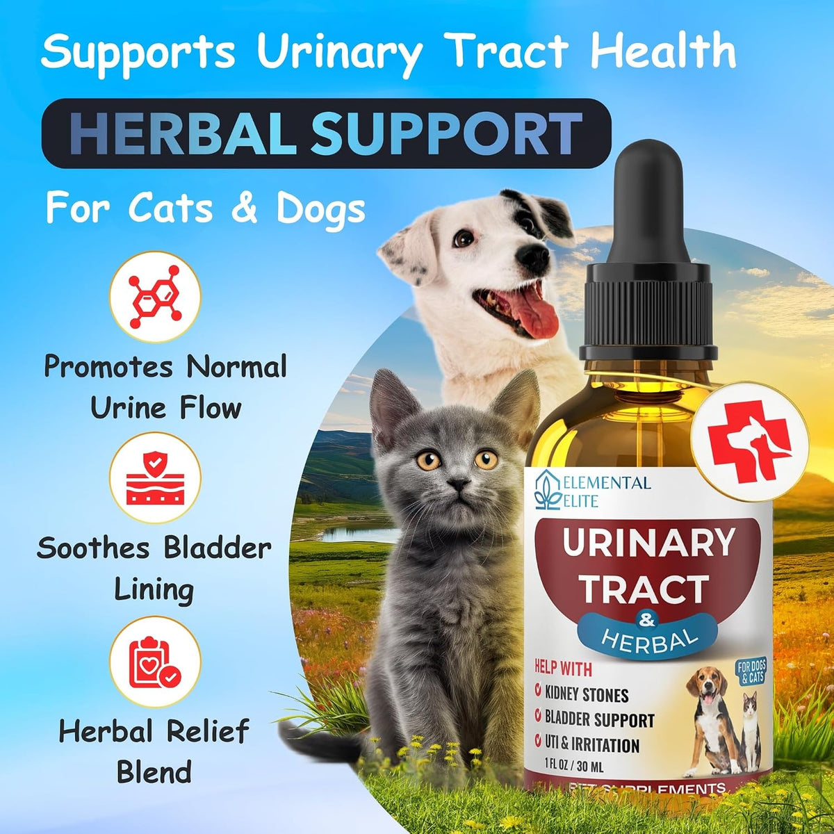 EDUZEBRA Urinary Tract Health Treatment for Dogs & Cats – Natural Herbal UTI Support Drops with Cranberry Extract - görsel 2