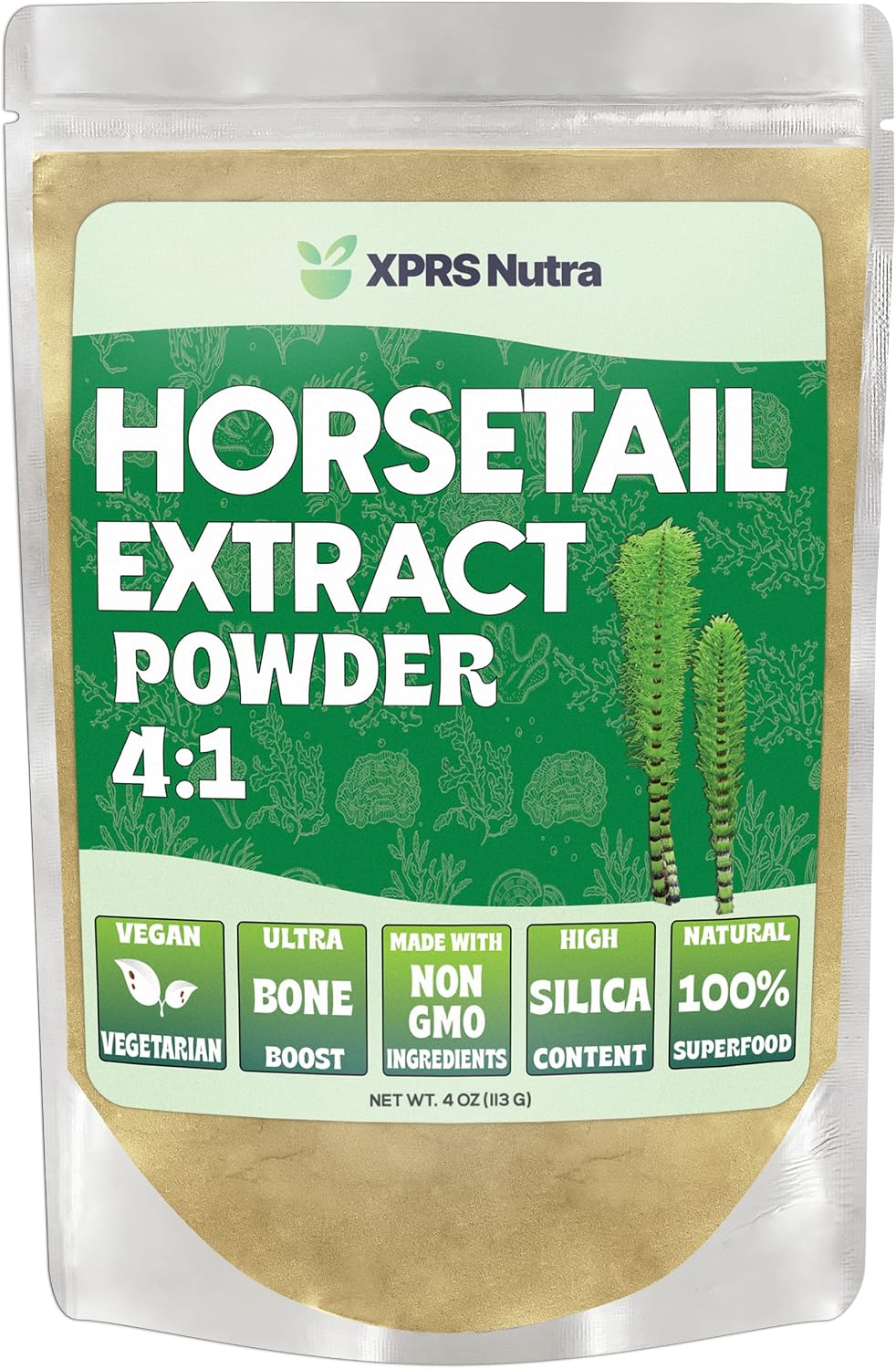 XPRS Nutra Horsetail Extract Powder for Hair, Nails and Bones – High Potency Horsetail Root Powder – 113 g - görsel 1