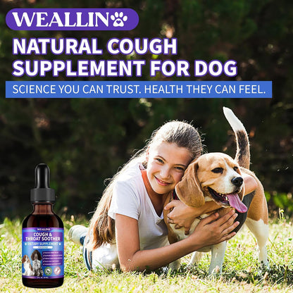 WEALLIN Dog Cough Treatment Support for Dogs - Natural Herbal Drops for Cough, Throat Soothing - 60 ml