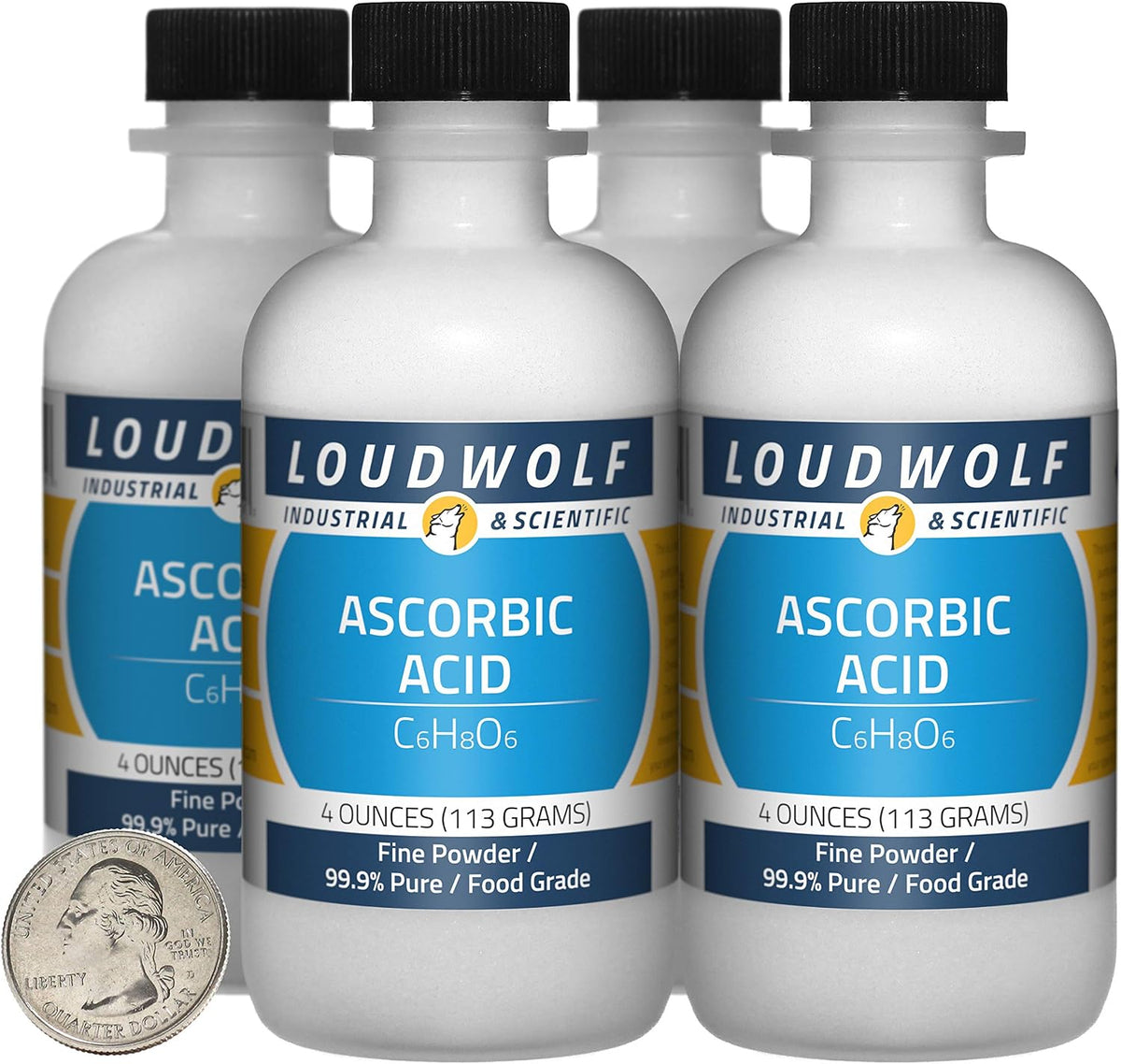 Ascorbic Acid / 454 g (1 lb) / 4 Bottles / 99.9% Pure Food Grade / Fine Powder - görsel 1