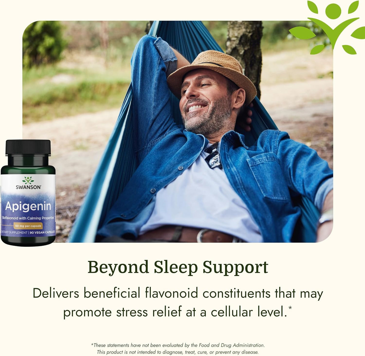 Swanson Apigenin 50 mg – Sleep and Relaxation Supplement – 90 Capsules - görsel 5