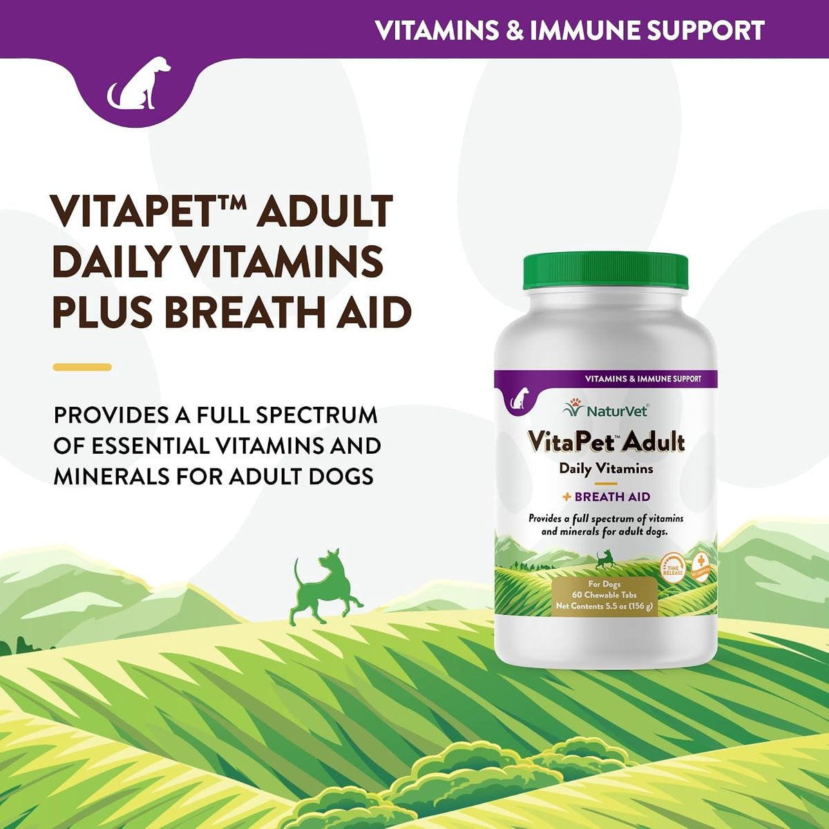 NaturVet VitaPet Adult Daily Vitamins for Dogs with Breath Aid, 60 Tablets - görsel 3
