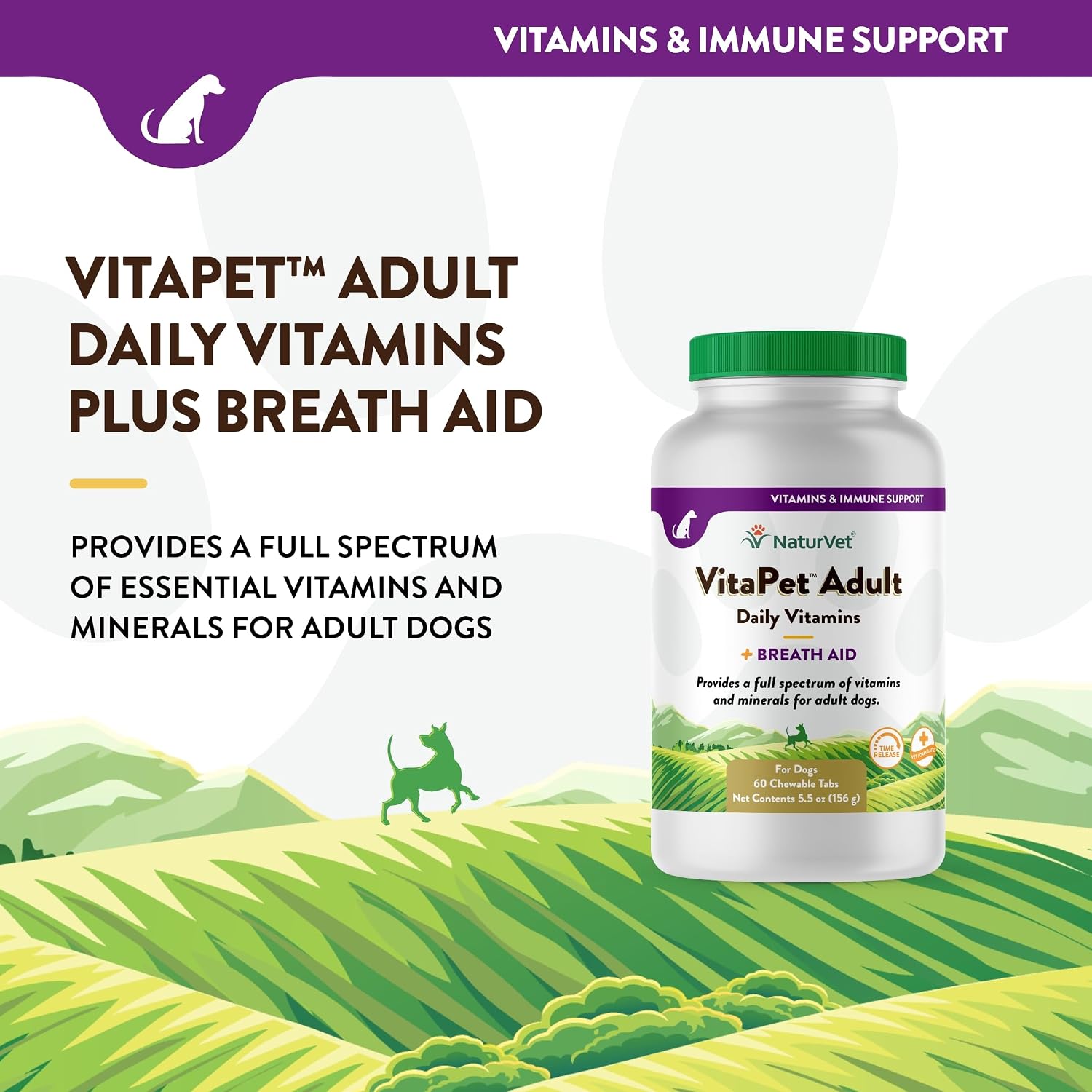 NaturVet VitaPet Adult Daily Vitamins for Dogs with Breath Aid, 60 Tablets - görsel 3